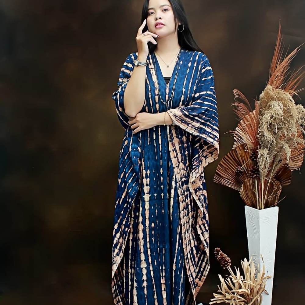 0018/ Indigo Blue Kaftan dress, Lounge and Sleepwear